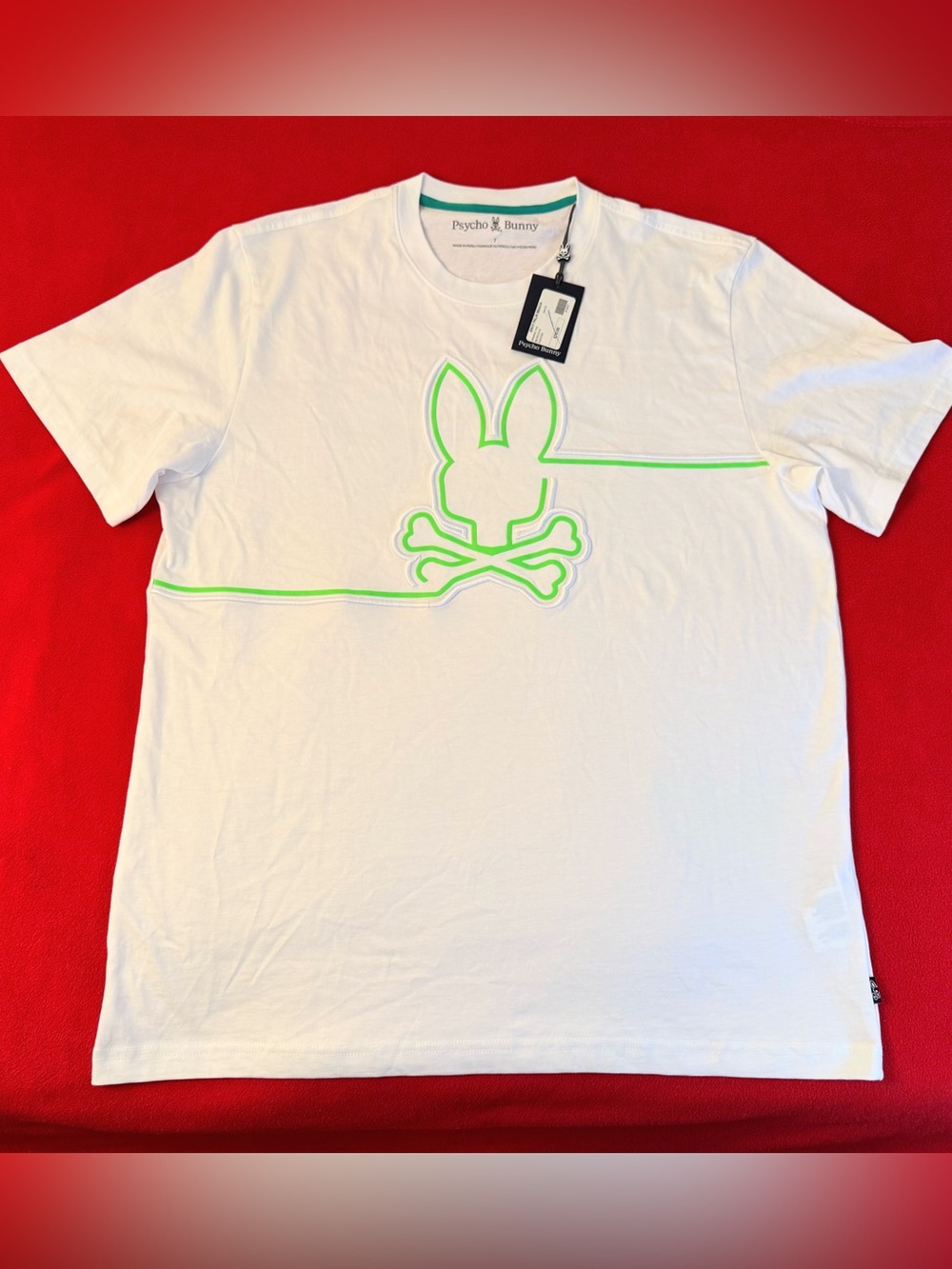 Psycho Bunny Surf The Web Chester Embroidered Logo Crewneck T-Shirt Size L/XL